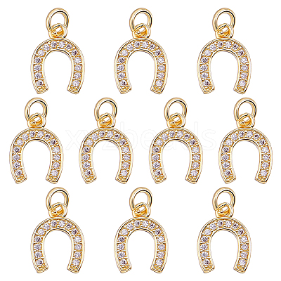 10Pcs Brass Micro Pave Cubic Zirconia Pendants KK-HY0004-47-1