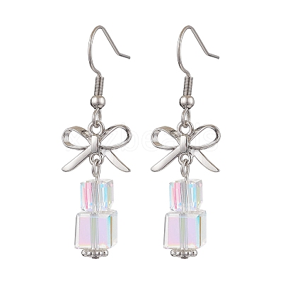 Brass with Glass Dangle Earrings for Women EJEW-TA00550-1