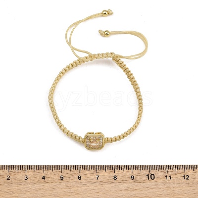 Brass Pave Cubic Zirconia Rectangle Braided Bead Bracelets FB-CBA9090-01-1