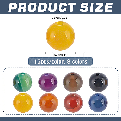 120Pcs 8 Colors Dyed Natural Banded Agate Beads G-ME0001-31-1