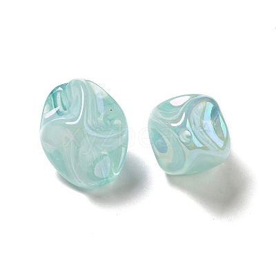UV Plating Rainbow Iridescent Acrylic Beads PACR-M002-07B-1