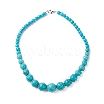 Dyed Synthetic Turquoise Graduated Beaded Necklaces NJEW-P279-03-1