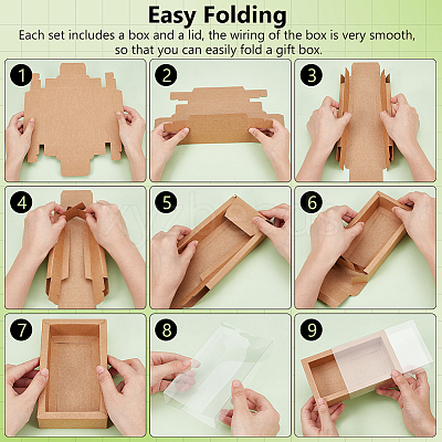 Cardboard Drawer Gift Storage Boxes with Clear Cover CON-WH0092-72C-03-1