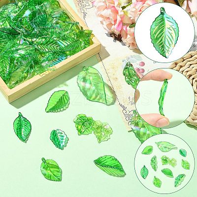 160Pcs 8 Styles UV Plating Acrylic Pendants OACR-CJ0002-55-1