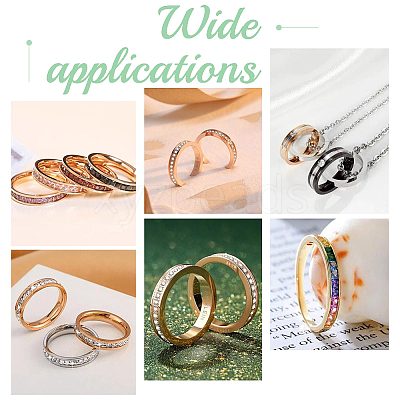 12Pcs Crystal Rhinestone Grooved Finger Ring RJEW-UN0002-46G-1