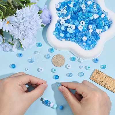 1200Pcs 10 Styles Opaque Plastic and Opaque Acrylic Beads KY-PA0001-15B-1