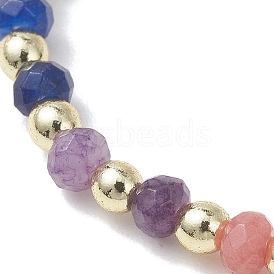 Rondelle Natural Malaysia Jade & Electroplate Non-magnetic Synthetic Hematite Beads Stretch Bracelets for Women BJEW-JB13389-1