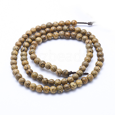 Natural Wenge Wood Beads Strands WOOD-P011-05-4mm-1