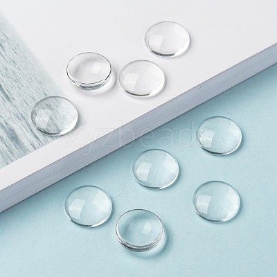 Transparent Glass Cabochons GGLA-R026-15mm-1