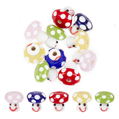 10Pcs 5 Colors Handmade Lampwork Beads GLAA-GO0001-03-1
