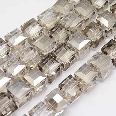 Faceted Cube Shaped Crystal Glass Beads Strands GLAA-F008-F03-1