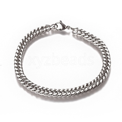 Tarnish Resistant Men's Cuban Link Chain Bracelets BJEW-E369-15D-1