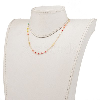 Faceted Glass Beaded Necklaces NJEW-JN03278-02-1