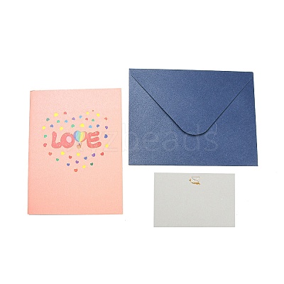 Rectangle 3D Pop Up Paper Greeting Card AJEW-F064-01D-1