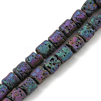 Electroplated Natural Lava Rock Beads Strands X-G-Z032-J04-12A-1
