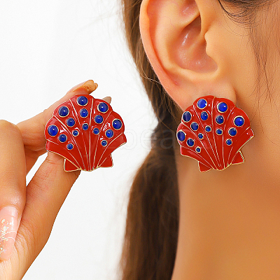 Alloy Shell Shape Stud Earrings HJ5098-1