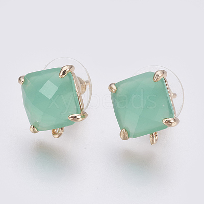 Faceted Glass Stud Earring Findings GLAA-F084-C08-1