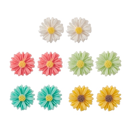 Resin Flower Stud Earrings EJEW-JE05230-1