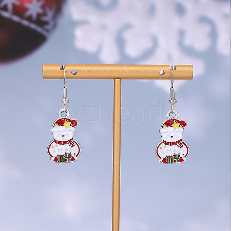 Christmas Theme Alloy Enamel Dangle Earrings FS-WGBB05F-22-1
