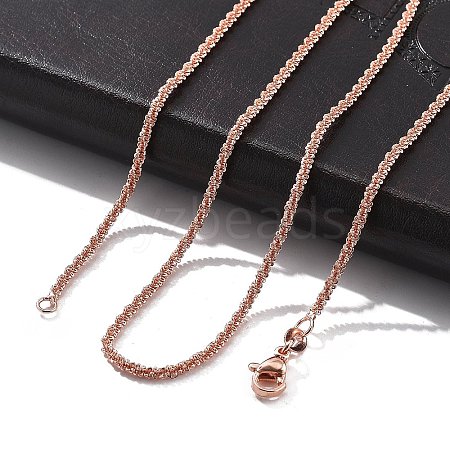 2mm Rack Plating Brass Wheat Chain Necklaces for Women Men MAK-L044-58RG-1