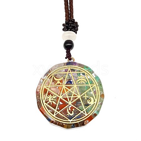 Orgonite Chakra Natural & Synthetic Mixed Stone Pendant Necklaces PZ4674-07-1
