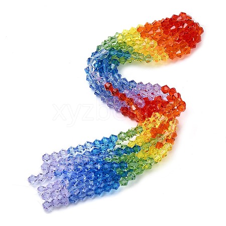 Transparent Gradient Color Glass Beads Strands GLAA-F131-01C-07-1