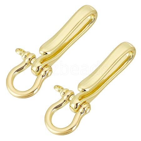 2Pcs Brass Shackle Clasps with Brass S Hook Clasps KK-PH0010-57LG-1