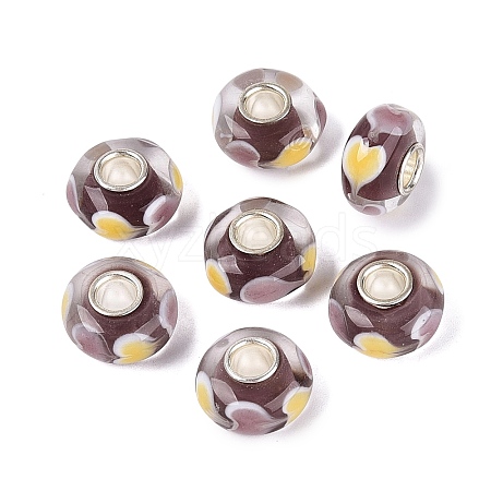 Handmade Lampwork & Brass Core European Beads LAMP-N044-04S-03-1