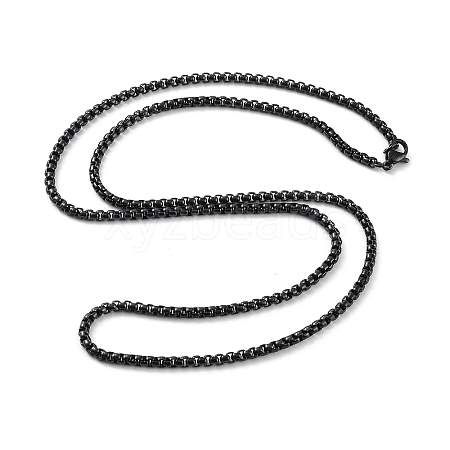 Ion Plating(IP) 304 Stainless Steel Box Chain Necklace for Women NJEW-C011-02B-1