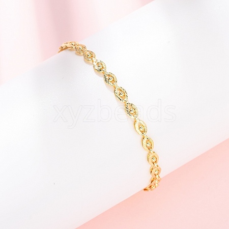 Brass Link Chain Bracelets for Women BJEW-C140-13G-1