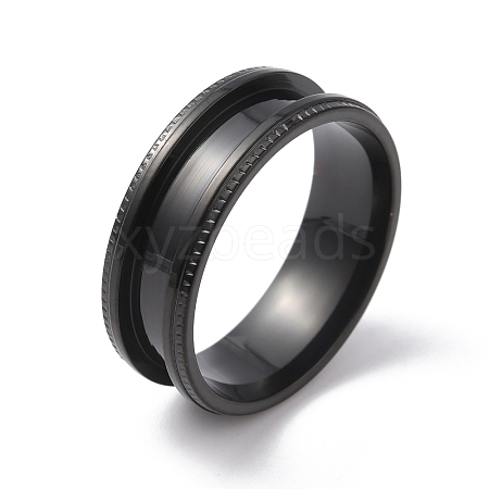 Titanium Steel Grooved Finger Ring for Men Women RJEW-WH0004-30F-EB-1
