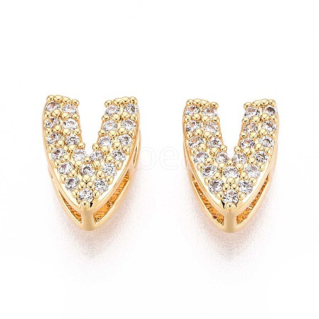 Brass Micro Pave Clear Cubic Zirconia Beads KK-T071-17G-V-1
