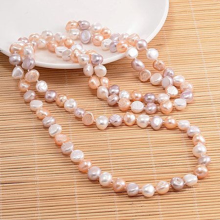 Natural Pearl Nuggets Beaded Necklace NJEW-P126-A-01D-01-1