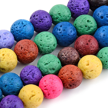 Synthetic Lava Rock Beads Strands X-G-S247-6mm-01-1-1