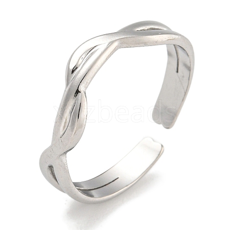 304 Stainless Steel Open Cuff Ring for Women RJEW-U014-08P-1