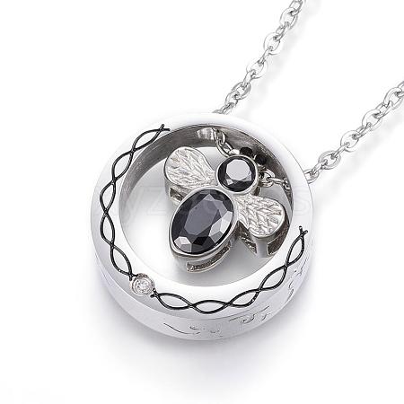 304 Stainless Steel Pendant Necklaces NJEW-H438-08B-1