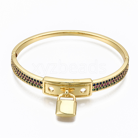 Brass Micro Pave Cubic Zirconia Bangles BJEW-T018-04G-01-NF-1