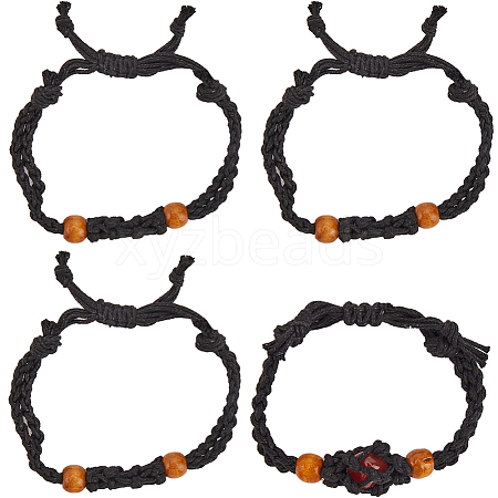 6Pcs Waxed Cotton Cord Braided Bracelets BJEW-SC0001-25-1