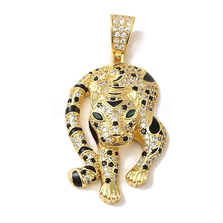 Rack Plating Brass Micro Pave Black Cubic Zirconia Pendants KK-P267-03A-G-1