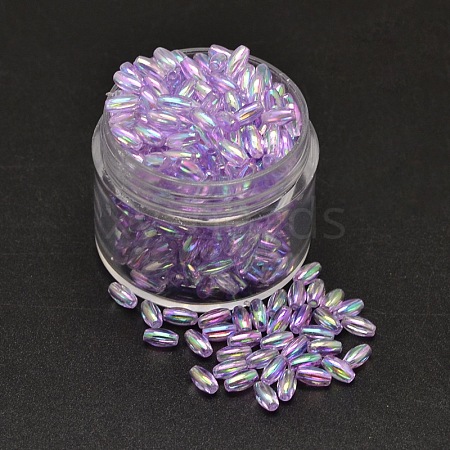 AB Color Plated Rice Electroplated Eco-Friendly Transparent Acrylic Beads X-PACR-I002-20-1