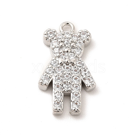 Rack Plating Brass Micro Pave Cubic Zirconia Pendants KK-P230-16P-1