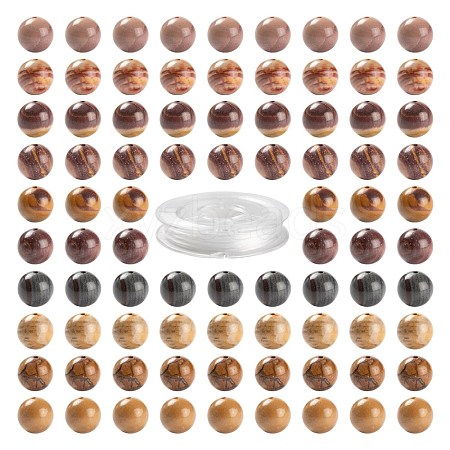 100Pcs 8mm Natural Mookaite Round Beads DIY-LS0002-57-1