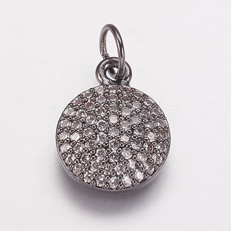 Brass Cubic Zirconia Charms KK-P134-25B-1