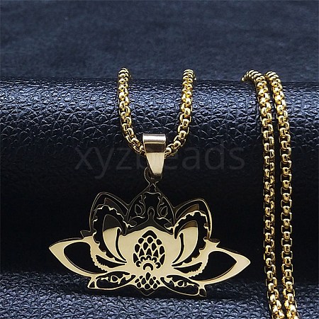 304 Stainless Steel Pendant Necklaces NJEW-K253-03G-1