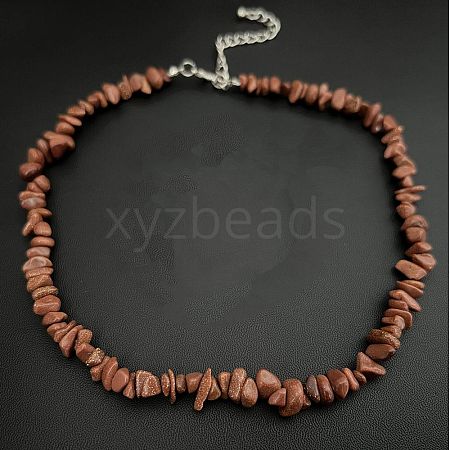 Synthetic Goldstone Chip Beaded Necklaces for Women IW6789-15-1