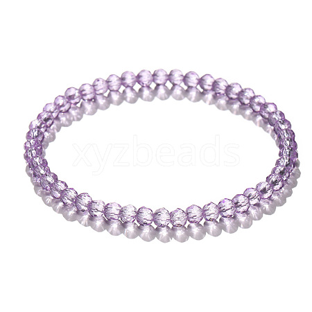 4mm Prism Faceted Rondelle Glass Beaded Stretch Bracelets for Women EH2213-3-1