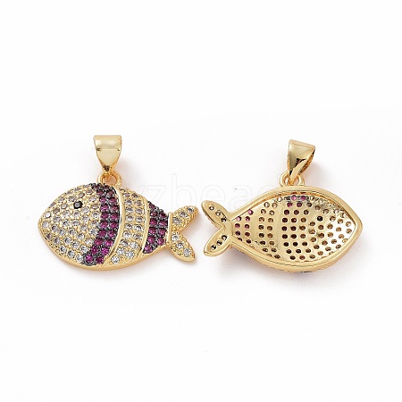 Brass Micro Pave Clear Cubic Zirconia Pendants ZIRC-F135-02G-03-1