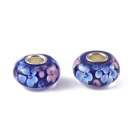 Lampwork & Brass Core European Beads LAMP-P019-01P-13-1