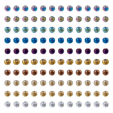 250Pcs 10 Colors Electroplated Natural Lava Rock Beads Strands G-PJ0001-03A-1