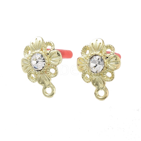 Rack Plating Golden Alloy with Rhinestone Stud Earring Findings EJEW-B036-02G-03-1